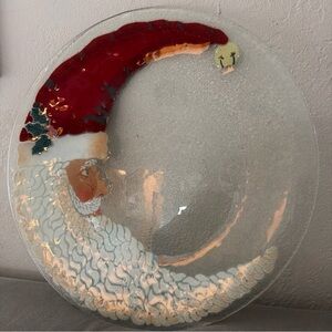 PEGGY KARR Fused Glass - ST NICK SANTA PLATE